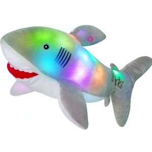 Shark Plushie Toy Stuffed Animal Light-Up LED Multicolor w/ 15 Minute Timer 20”